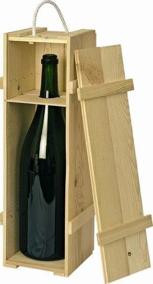 Holzkiste natur für 3,0 L Doppelmagnumflasche (Wein/Sekt)