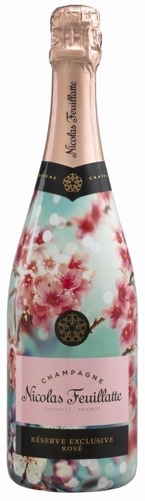 Champagner Nicolas Feuillatte Brut Rosé Sonderflasche Kirschblüten-Sleeve